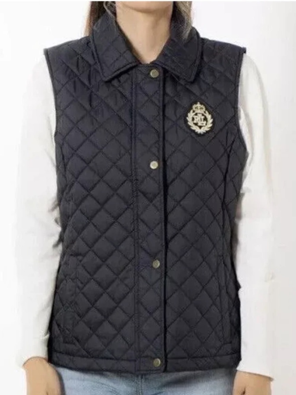 Lauren Ralph Lauren - Black Label - Black Diamond-Quilted Crest Patch Vest